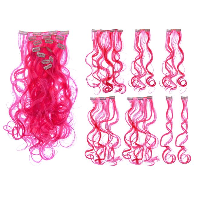 Pink Curly Hair Extensions (Head)