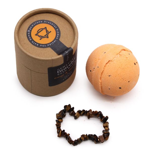 Ancient Wisdom Tiger Eye Crystal Bracelet Bath Bomb - Orange & Mandarin