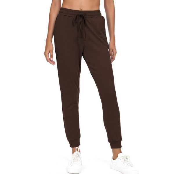 HAOMEILI Women's Juniors Soft Jogger Pants Drawstring Pockets Coffee