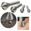 LESOLEIL Countersink Chamfer Deburring Drill Bit Set, 4 Pcs Titanium Coated Countersink Metal Deburring Drill Bits Tool for DIY Wool Metal Plastic Silver