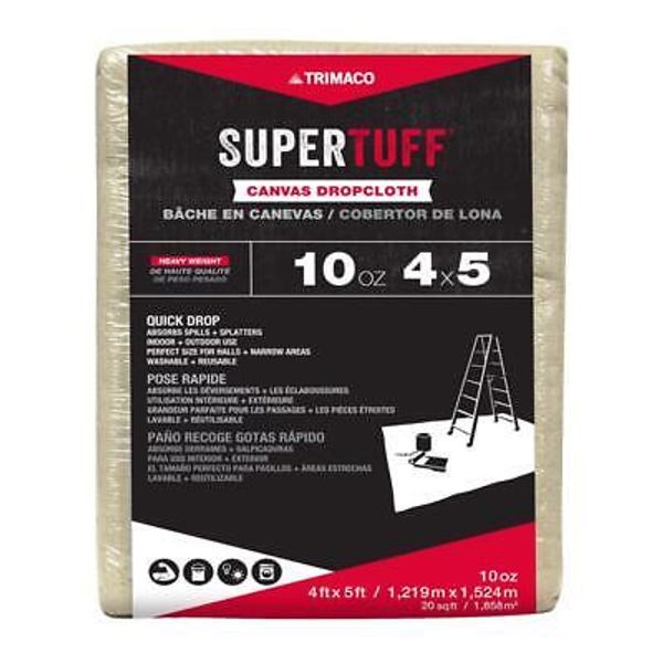 Trimaco 51125 10 oz. Cotton SuperTuff Premium Canvas Drop Cloth 5 L x 4 W ft.