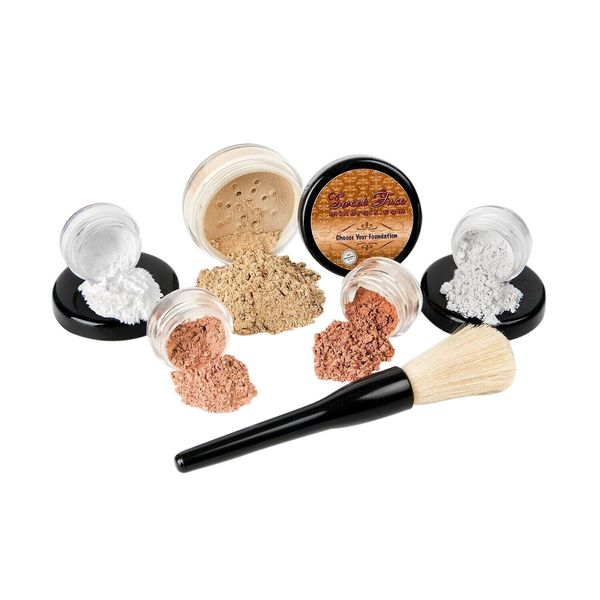 6 pc. STARTER KIT (MEDIUM) Mineral Makeup Set Bare Skin Matte Foundation Cover