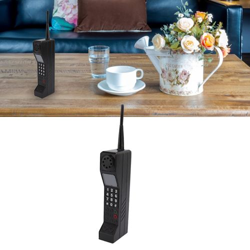 PUSOKEI Brick Mobile Phone Ornament, Retro Mobile Phone Model, Simulation Photographic Props Stylized Ornaments, Movie Props, Family, Friends (Black)