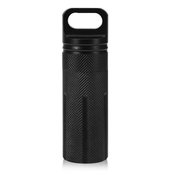 Pill Case,Storage Tank,Outdoor Waterproof Keychain Storage Bottle Tank Medicine Box Pill Holder Capsule Seal Container(black)