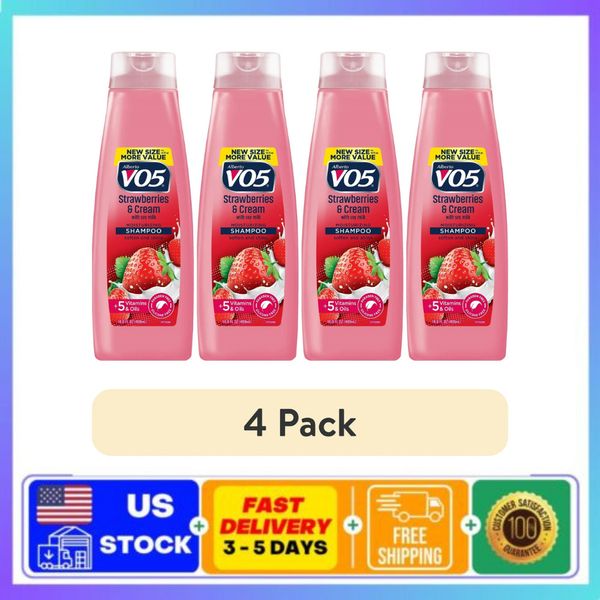 (4 pack) Alberto VO5 Strawberries & Cream Moisturizing Shampoo with Soy Milk,...