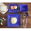 16 Pcs Square Beaded Stoneware Dinnerware set - Blue, 16 Piece, Square Beaded