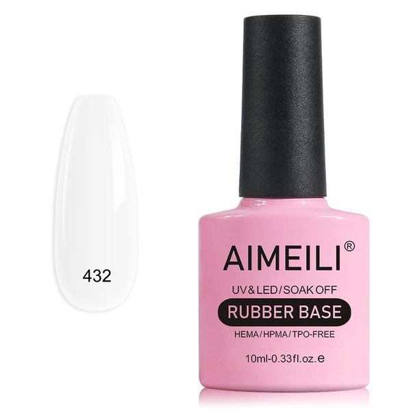 AIMEILI 5 in 1 Rubber Base Gel For Nails, Sheer Color Gel Nail Polish UV LED Soak Off, Elastic Rubber Base Coat Nail Strengthener, Long Lasting - (432) 10ml