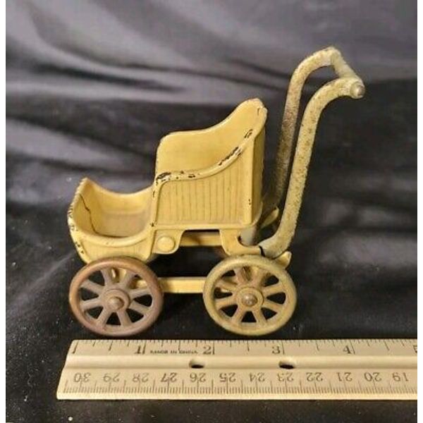 Victorian  Kilgore Cast Iron Toy Baby Stroller Carriage Antique