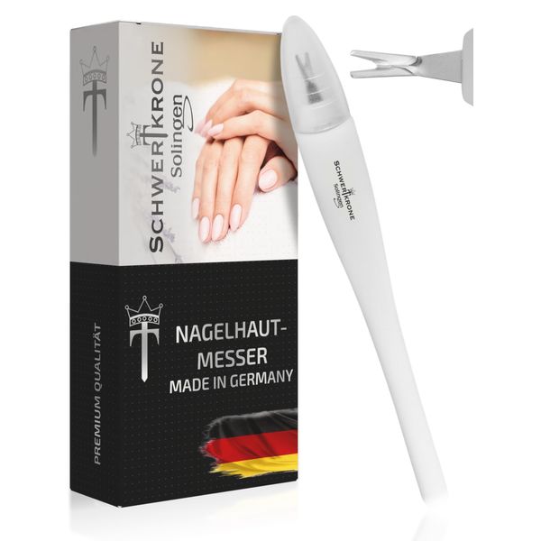 Schwertkrone Nagelhautmesser V-Klinge Solingen Nagelhautentferner Cuticle Cutter mit Schutzkappe - Made in Germany