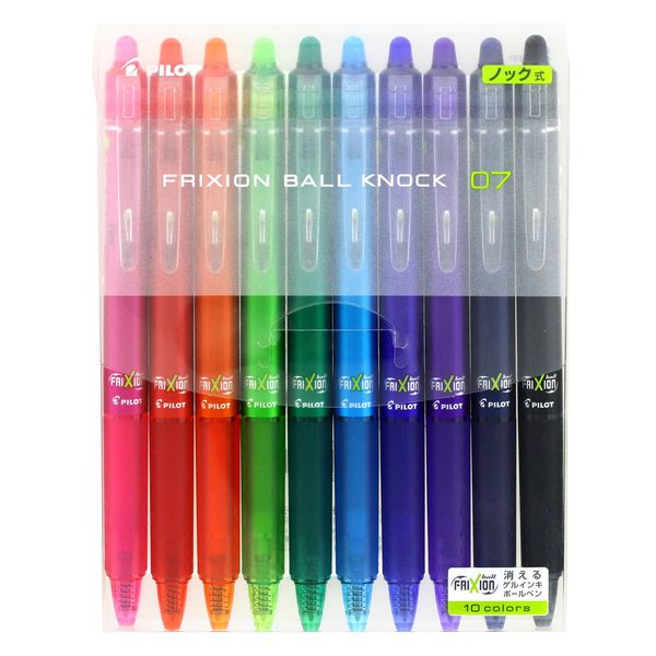 Pilot LFBK-230F-10C FriXion Clicker Ballpoint Pen, Erasable, 0.7 mm, 10 Colors