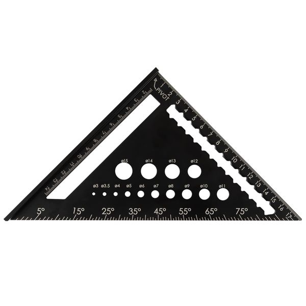 Beslands Triangle Ruler for Woodworking, 7.1 x 7.1 inches (18 x 18 cm), Aluminum Alloy, Circular Saw Ruler, Carpentry Tool, 90°, 45°, Injury Tool, Wood Cutting, Drilling, Drill Guide, Suitable for DIY Work