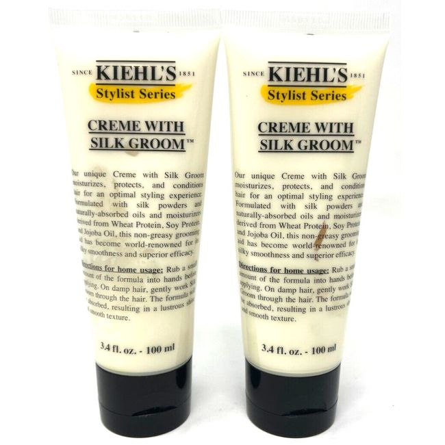 (2) Kiehl's Stylist Series Creme With Silk Groom Hair Cream Sealed 3.4 fl oz Ea