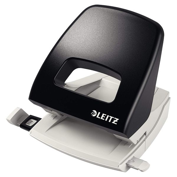 Leitz Hole Punch, 25 Sheets, Guide Bar with Format Markings, NeXXt Range, 50050095 - Black