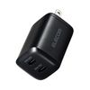 Elecom EC-AC9430BK 30W Type-C 2 Port USB PD Charger Swing Plug PPS Compatible, Black