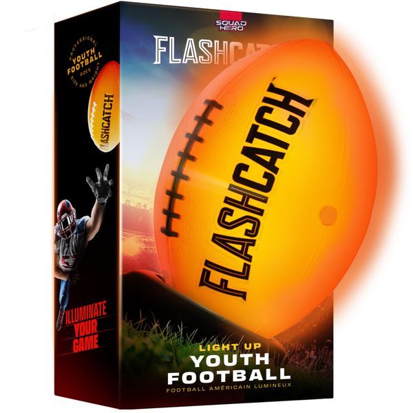 Light Up Youth Football - Glow in the Dark Ball - Outdoor Sports Birthday Gifts for Boys 8-15+ Year Old - Kids Teenage Youth Easter Gift Ideas Activity - Boy Toys Stuff Ages 8 9 10 11 12 13 14 15