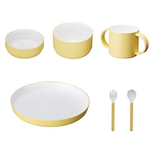 tak KIDS DISH Gift Box Cutlery Standard Yellow/Tack Kids Dishes Dishwasher Safe (Yellow) Children's Dinnerware Set JTN-1001-YL