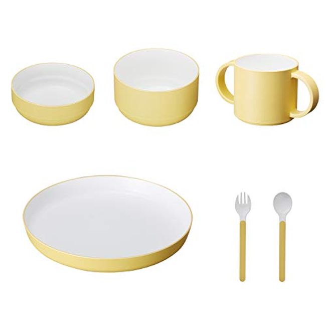 tak KIDS DISH Gift Box Cutlery Standard Yellow/Tack Kids Dishes Dishwasher Safe (Yellow) Children's Dinnerware Set JTN-1001-YL