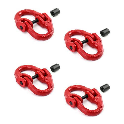 QWORK G80 Alloy Steel Hammerlock Coupling Link Connecting Link, 5/16", 4 Pack, Red, 4400 lbs Load Limit