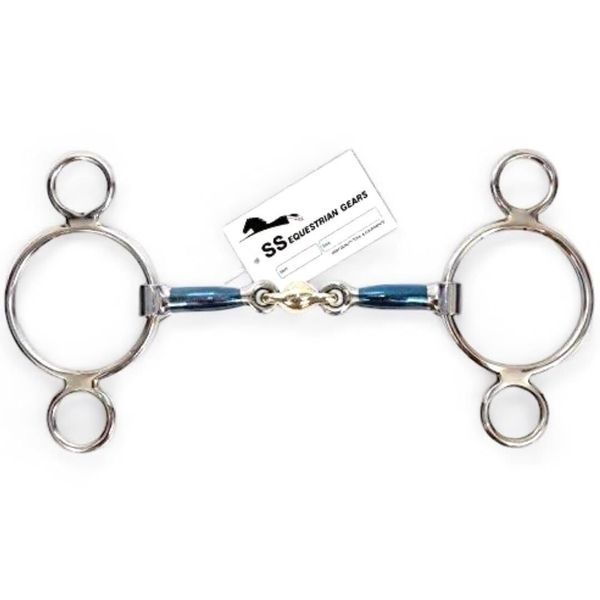 Blue Alloy 3 Ring Universal Gag Bit Copper Mix Joint Horse Bit