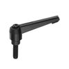 sourcing map 1Pcs M8 x 20mm Adjustable Knobs Handle Male Thread Push Button Ratchet Quick Release Locking Rotating Bolt for Lathe Machinery, Black