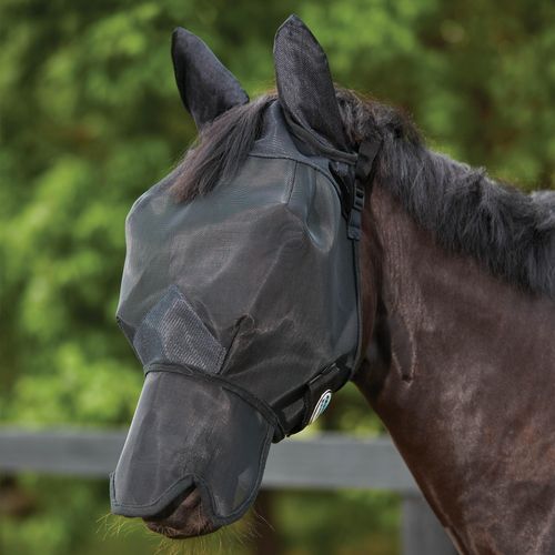 WeatherBeeta ComFiTec Double Dart Deluxe Fly Mask with Ears and Nose, Black, Full