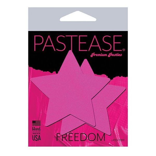 Pastease Basic Star Black Light Reactive Nipple Cover Pasties-Neon Pink One Size