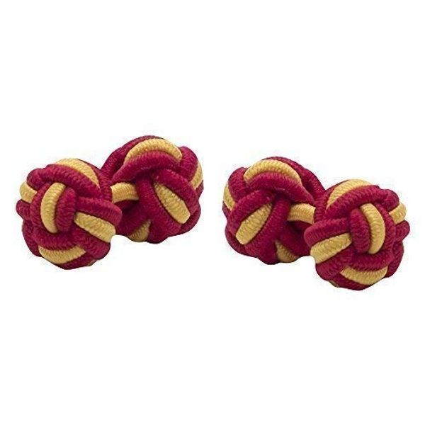 Classic Elastic Knot Cufflinks in Red and yellow
