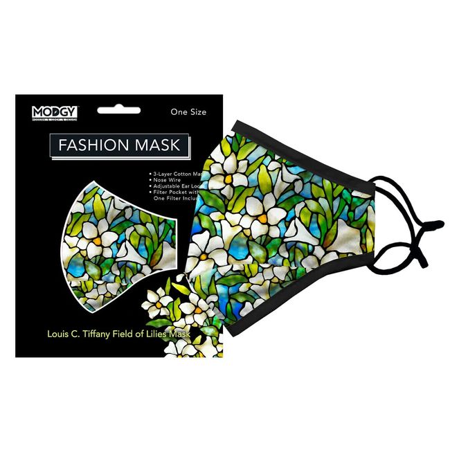 Modgy LOUIS C. TIFFANY FIELD OF LILIES 3-layer Cloth Art Fashion Face Mask