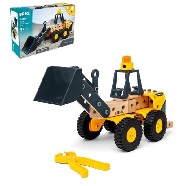 BRIO Builder Volvo Wheel Loader 34598 &quot;58 Pieces&quot; Ages 3 and up (Carpenter Tool Play Toy Educational Toy Pretend Play) Yellow and Black