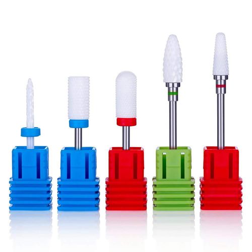 MELODYSUSIE Ceramic Nail Drill Bits Set, 3/32'' (2.35mm) Professional Acrylic Nail File Drill Bit for Manicure Pedicure Cuticle Gel Nail Polishing 5Pcs