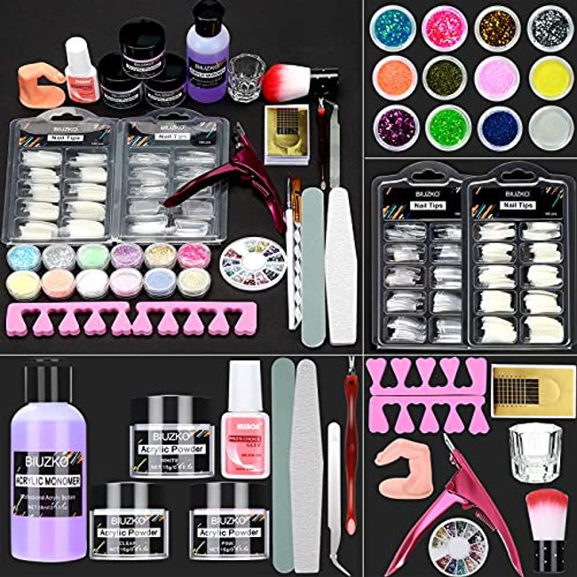 Acrylic Nail Kit Acrylic Powder and Liquid Set, Full Nail Kit Set  Professional Acrylic with Everything, DIY Acrylic Nail Kit with Monomer  Practice