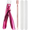 Acrylic Nail Clipper Nail Trimmer with Cuticle Pusher Spoon Nail Cleaner and 2 Pieces Nail Files Manicure Tools for Artificial Nail (Black)(Purple)
