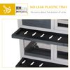 Outdoor Rabbit Cage Elevated Pet House with Lockable Doors, Grey & White