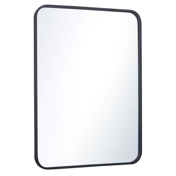 30in Black Metal Frame Wall Mirror for Bathroom Rectangular Vanity Mirror Decor