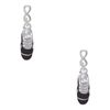 Delight Jewelry Silvertone 3-D Black Running Shoe Silvertone Infinity Post Earrings