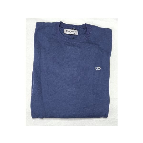 Phiten Men's Round Neck Sweater Medium Navy