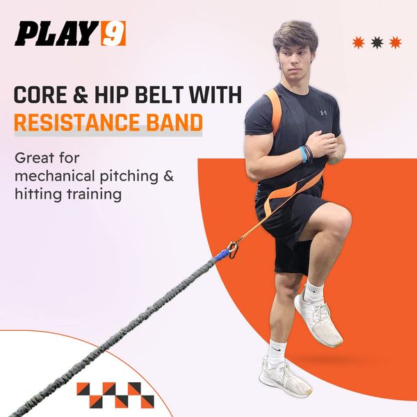 SHOP PLAY 9 Core & Hip Belt Resistance Band for Baseball & Softball Belt for Strength and Resistance