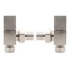 Angled Brushed Nickel Cubic Radiator Towel Rail Valves