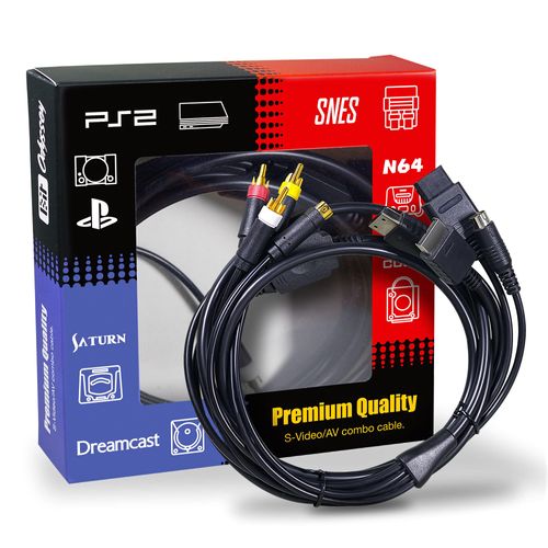 B.Brown Premium S-Video AV Combo Cable, 6 ft, for SNES/N64/GameCube. PS1-2, Saturn/Dreamcast, Enhanced Video for Retro Gaming