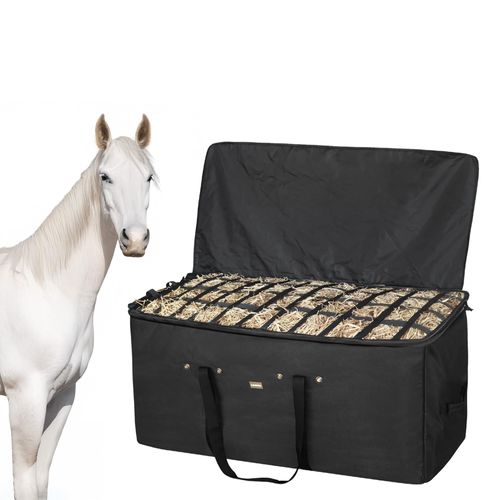 Hay Bags for Horses, Hay Bale Bag 44x18x22inch Extra Large Separated design & Top Slow Feed Design, Hay Bag for Horses Sheep Donkey Goats, Hay Bags for Barn Quality Premium Oxford Fabric (Black)