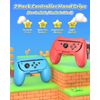 FYOUNG Controller Grip for JoyCon Compatible with Nintendo Switch & Switch OLED Model, Comfort JoyCon Holder Accessories (2 Pack) - Blue/Red