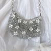 Handmade Beaded Bag Cute Summer White Flowers Beaded Bag