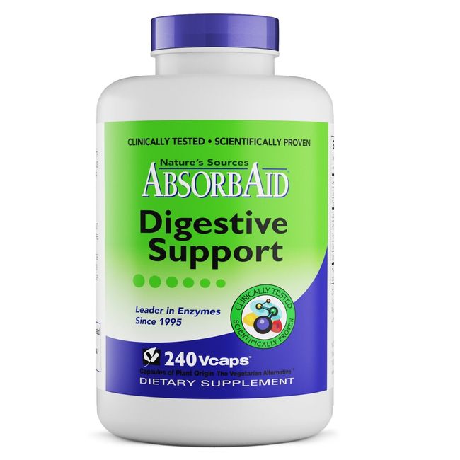 AbsorbAid Natural Digestive Enzyme relief for gas, bloating, acid reflux-240 cap