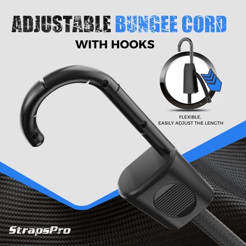 Bungee Cords with Hooks, 60 Inch Adjustable Black Bungee Cords with 6" Canopy Tarp Ball Ties, Heavy Duty Elastic Bungee Straps, Perfect for Securing Tarps, Cargo, Camping, Luggage, Tents, Bikes(6 Pcs)