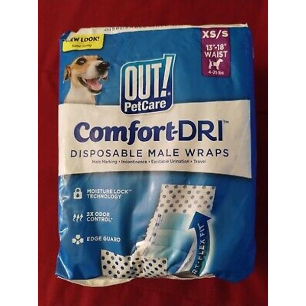 OUT! Pet Care Disposable Male Dog Diapers | Absorbent Male Wraps with Leak Proof