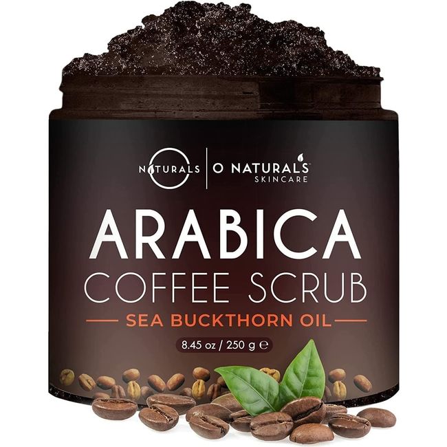 O Naturals Organic Coffee Arabica Women & Mens body scrub, Natural Dead Sea Salt Scrub, Moisturizing Leg, Hand Scrub & Face Scrub, Natural Body Polish, 8.45oz