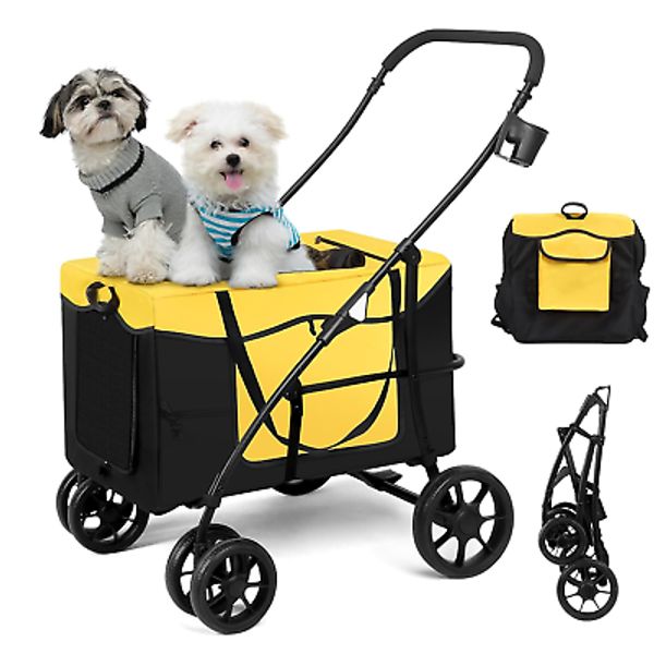 Dog Stroller for Medium Dogs,Portable Pet Stroller for 2 Small Dogs &Cats,Foldab