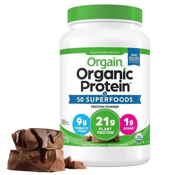 Orgain Organic Protein & Superfoods Protein Powder, Chocolate Fudge 2.64 lbs