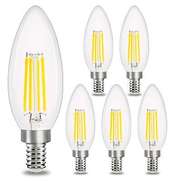 E12 LED Candelabra Bulb Dimmable Chandelier Light Bulb 5000K Daylight White40...