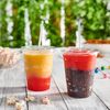 GUSTO Clear Plastic Cups with Flat Lids [16 oz - 50 Count] - Disposable Iced Coffee Cups with Lids - PET Plastic Cold Cups for Smoothies, Juices & To-Go Drinks - Formerly Comfy Package